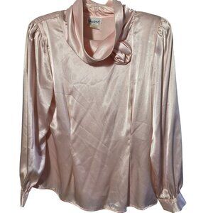 Gailord Satin Blouse Size 8 Feminine Romantic Flowy Dainty Whimsical Elegant
